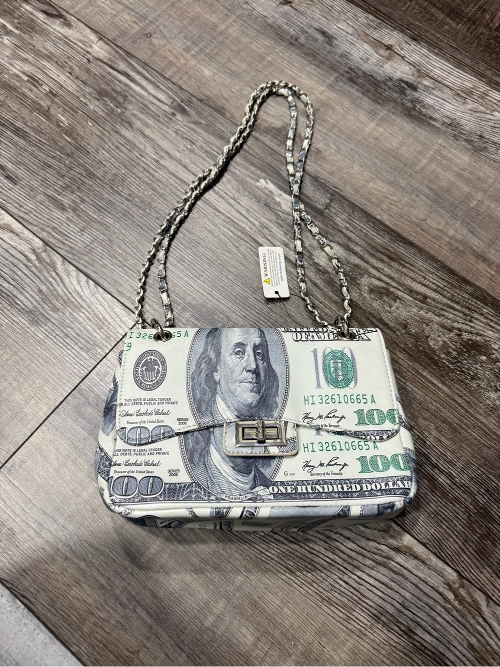 Novelty $100 Print Chain Shoulder Bag - 3am Forever